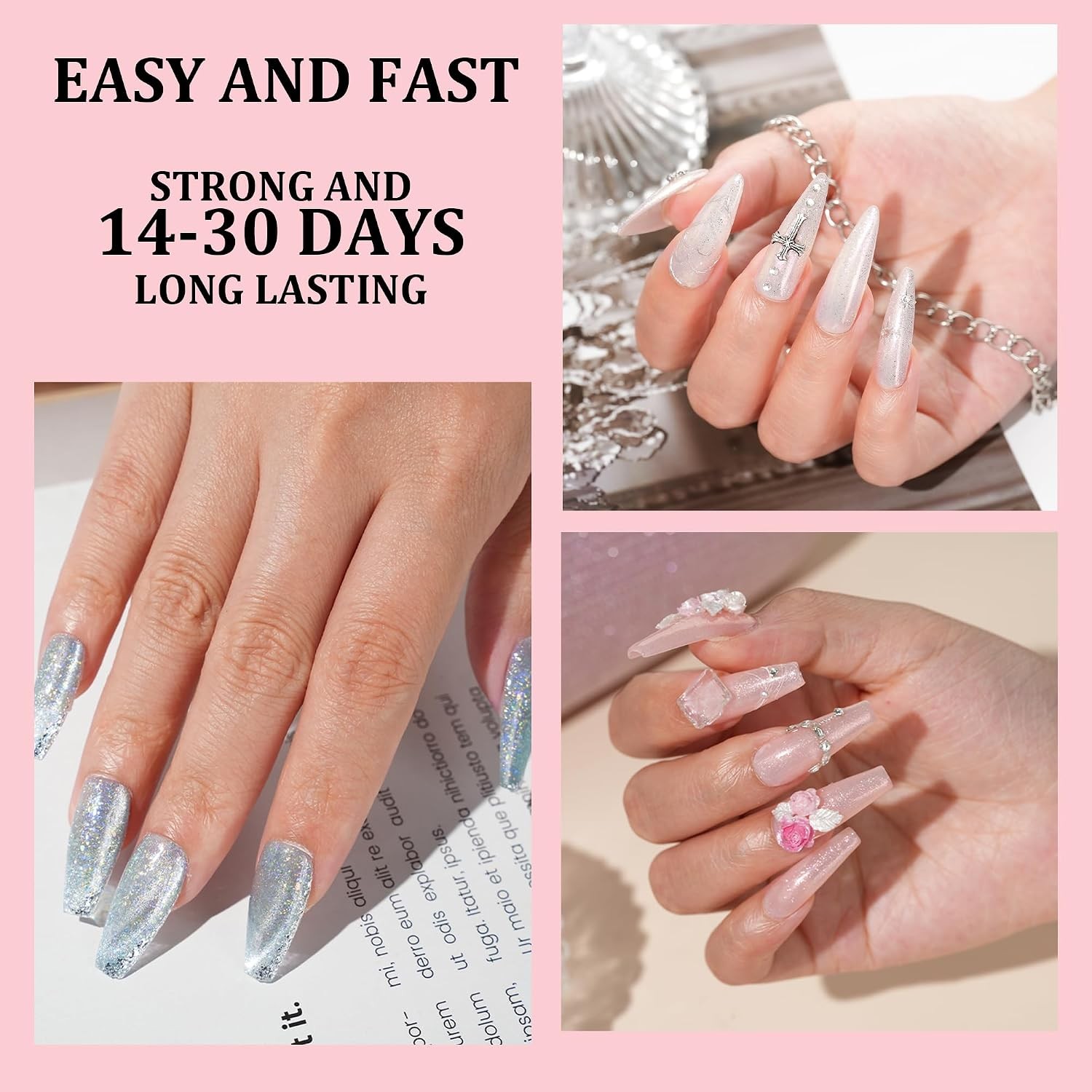 EODCI 50Pcs Super Strong Nail Glue for Acrylic & Press-On Nails