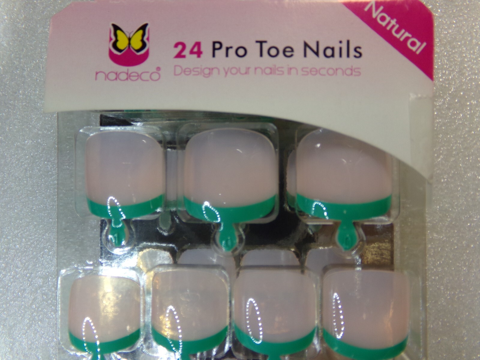 Nadeco Toenails Glue ON -Shiny Green French – Tabbed