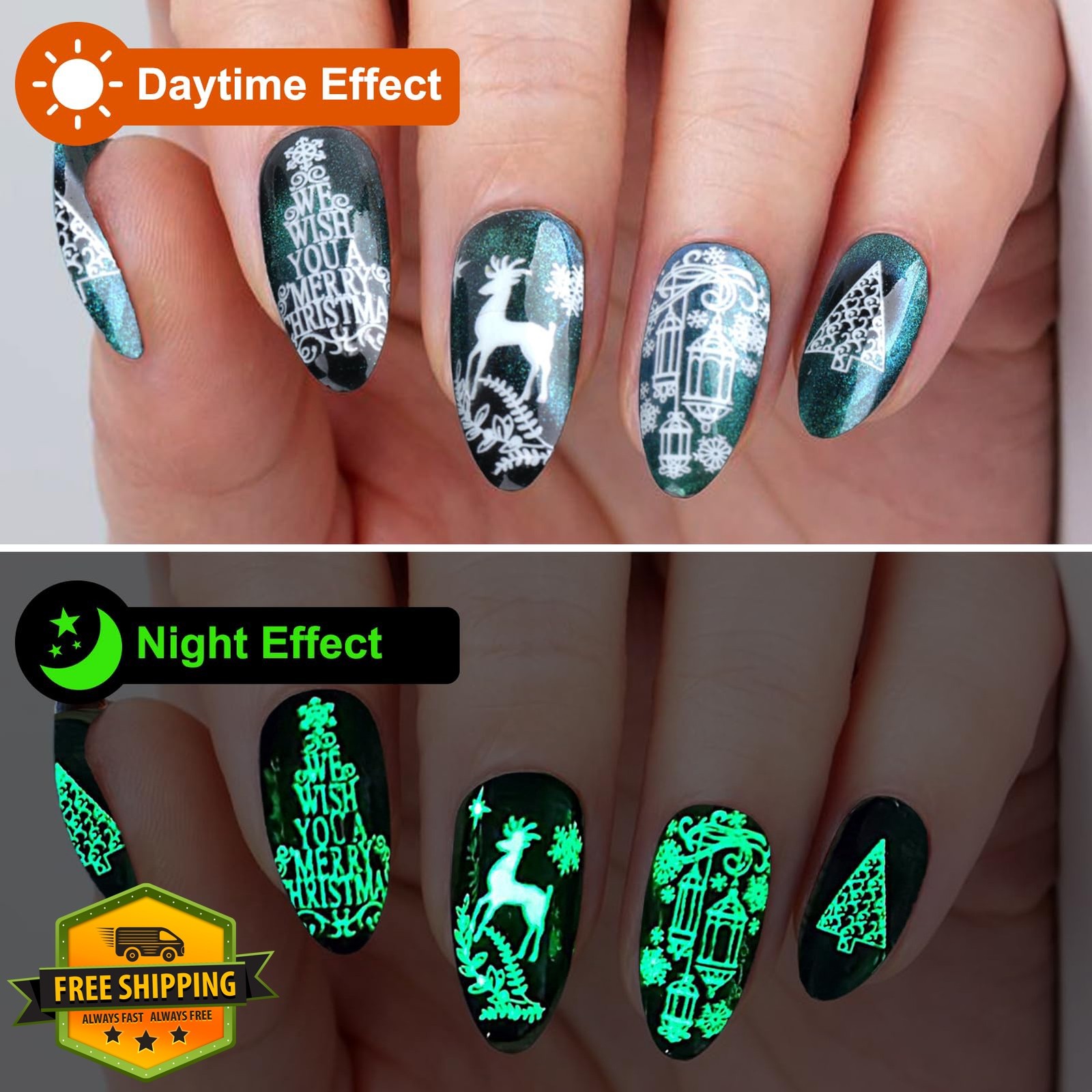 IDDFEVE Glow Snowflake Nail Stickers Christmas 3D Art Decals DIY Manicure