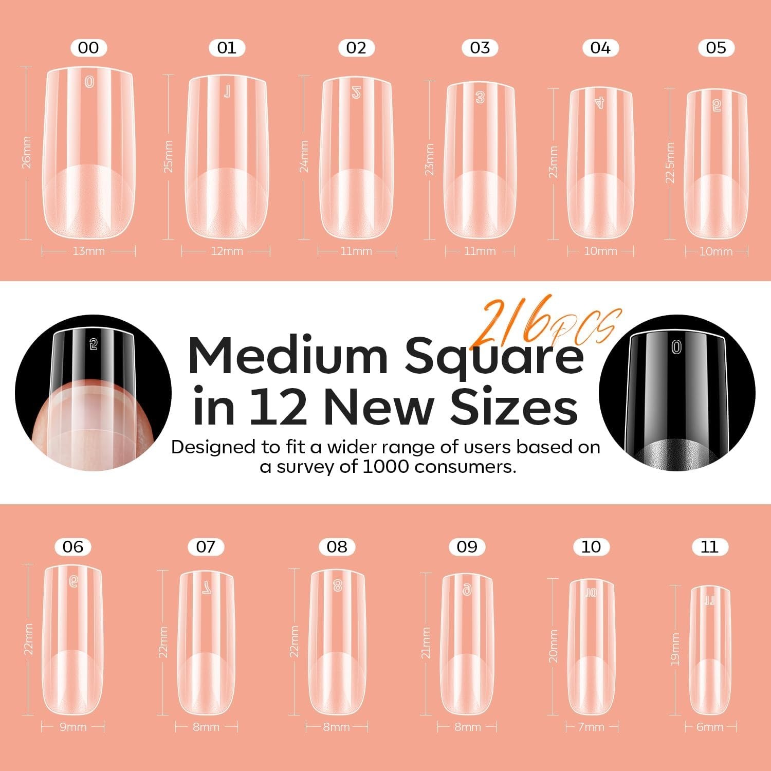 Gel X Nail Kit, Gel x Nail Tips Medium Square, 9-in-One Nail Glue & Portable U V