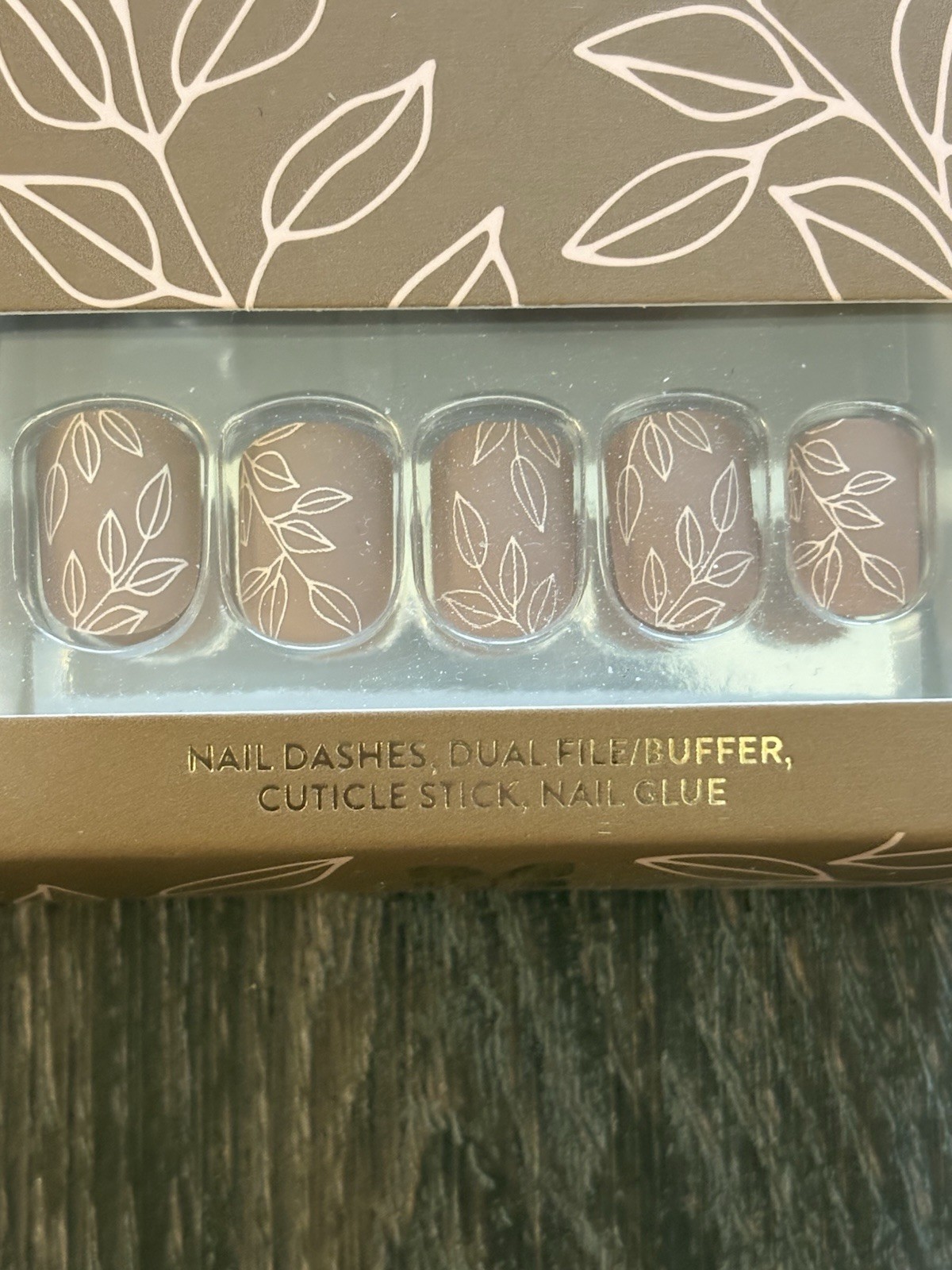 Lot of 2 NIB Red Aspen Nail Dashes Press On Nails Brown Leaf Design Pink Glitter