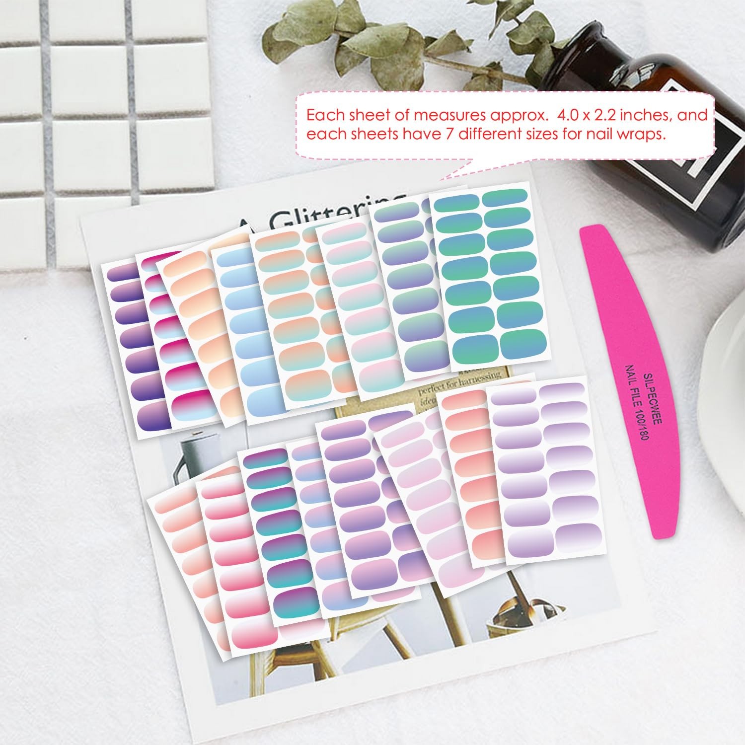 16 Sheets Nail Wraps Self Adhesive Nail Polish Stickers Stick on Mermaid Color