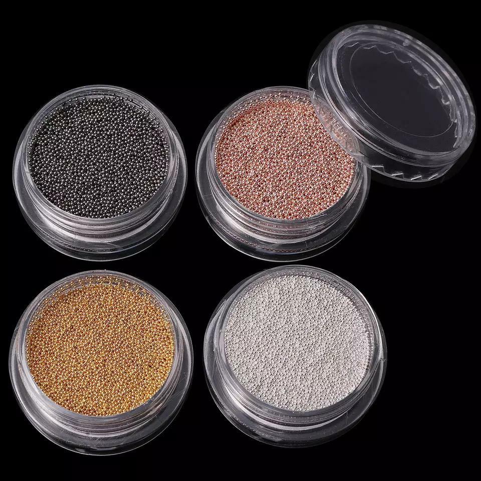 CAVIAR BEADS ROSE GOLD Crystal 3D Micro Ball Pixie Nail Art Decoration Glass UK