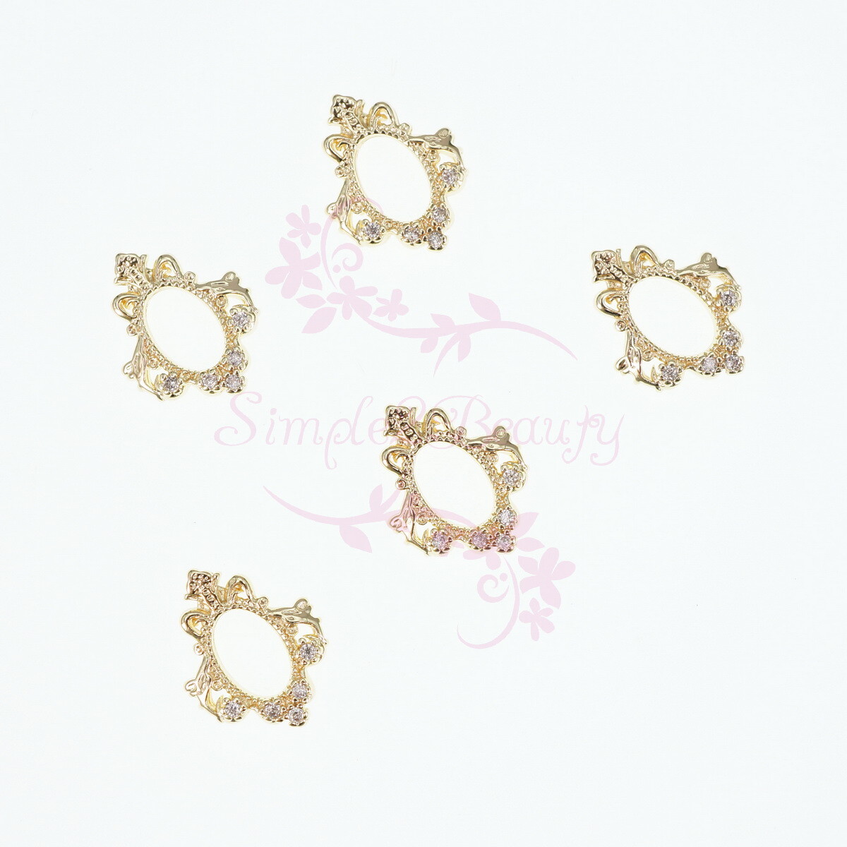 10 Nail Art Manicure Charms Jewelry Lace Mirror Frame Design Clear Zircon Decor