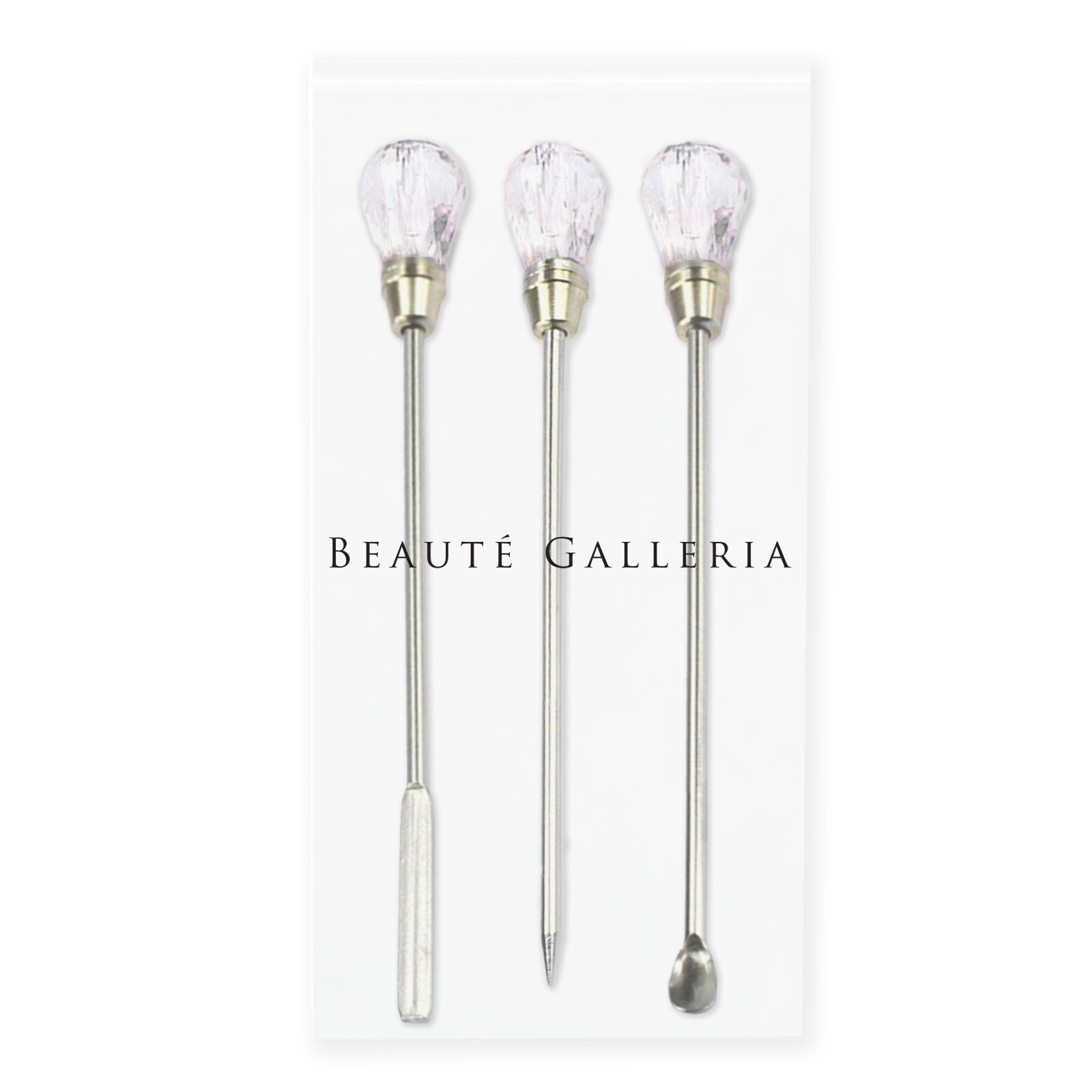 3pcs Gel Acrylic Glitter Powder Mixing Nail Art Stirring Rod Spoon Spatula