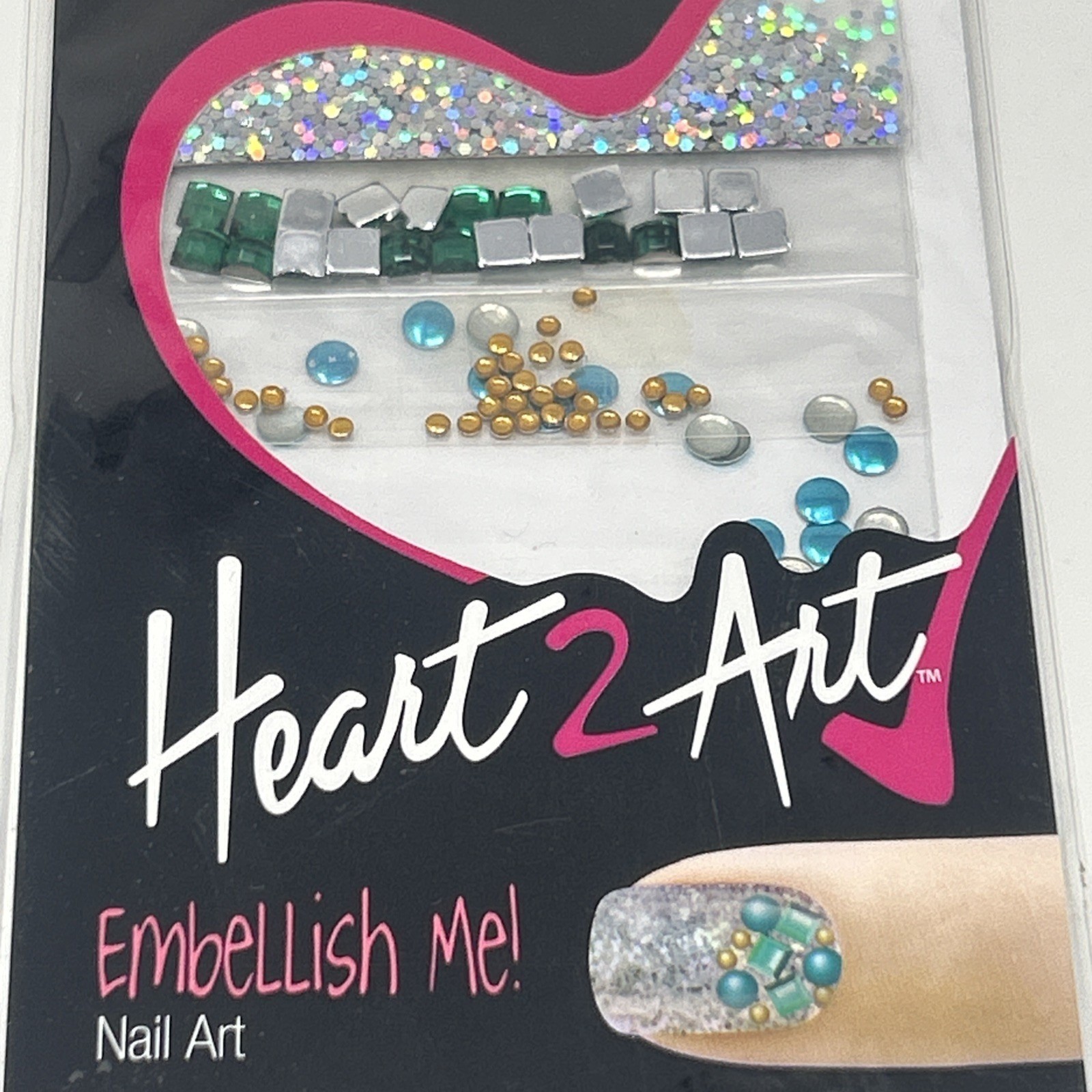 NEW Fing’rs Heart 2 Art Embellish Me Nail Art Stud Rhinestone Glitter #33040