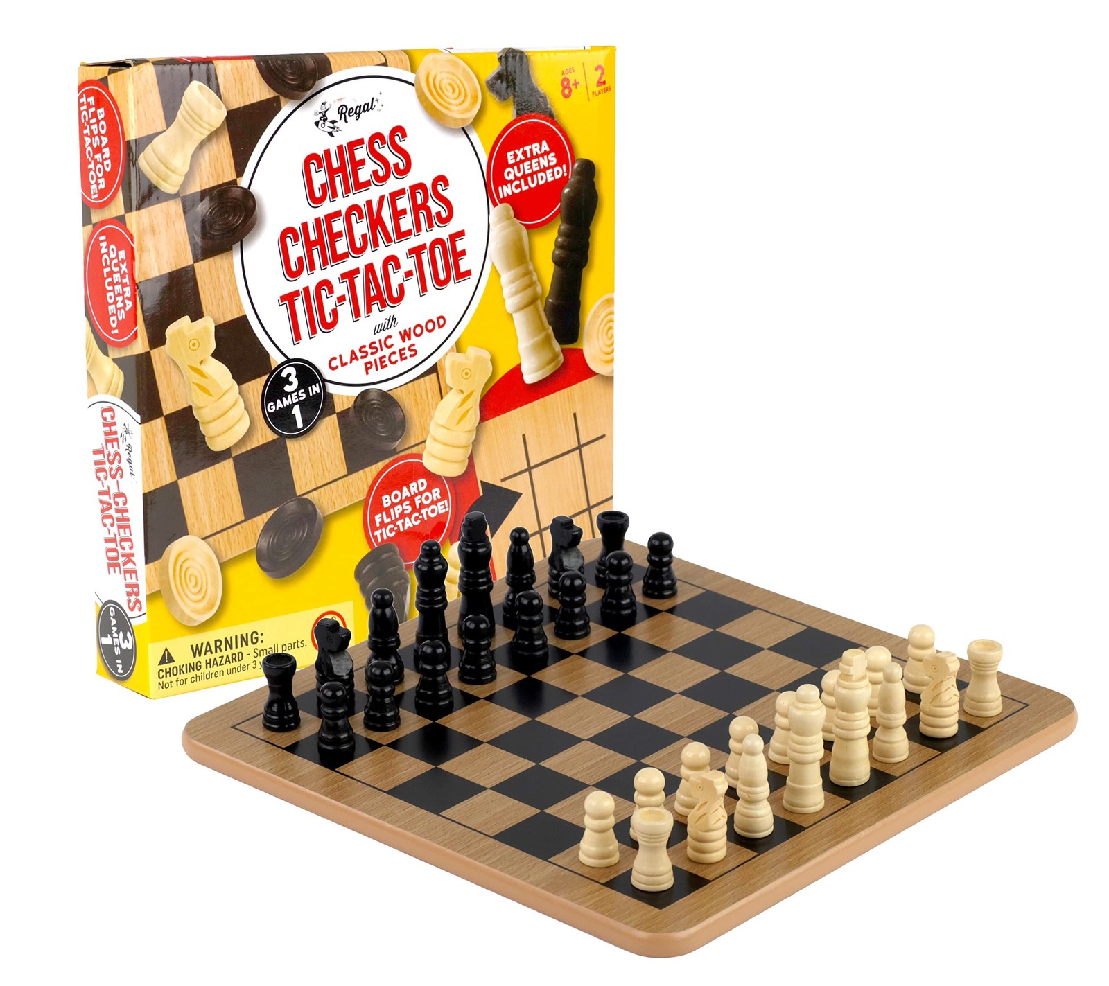 Regal Games – Reversible Wooden Board 10.5″ x 10.5″, 10.5 Inch –