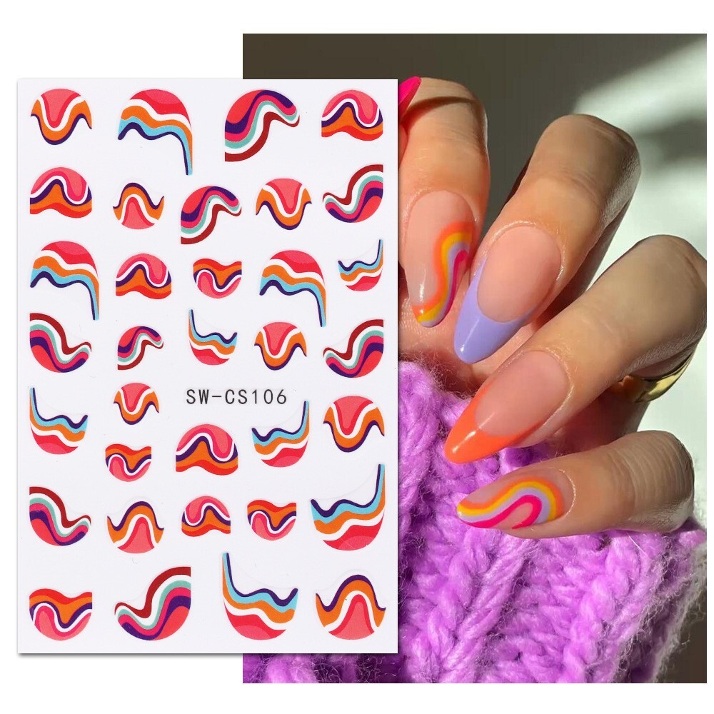 6Pcs Clown Nail Sticker 3D Halloween Candle Star Comic Heart Flame Graffiti NS52
