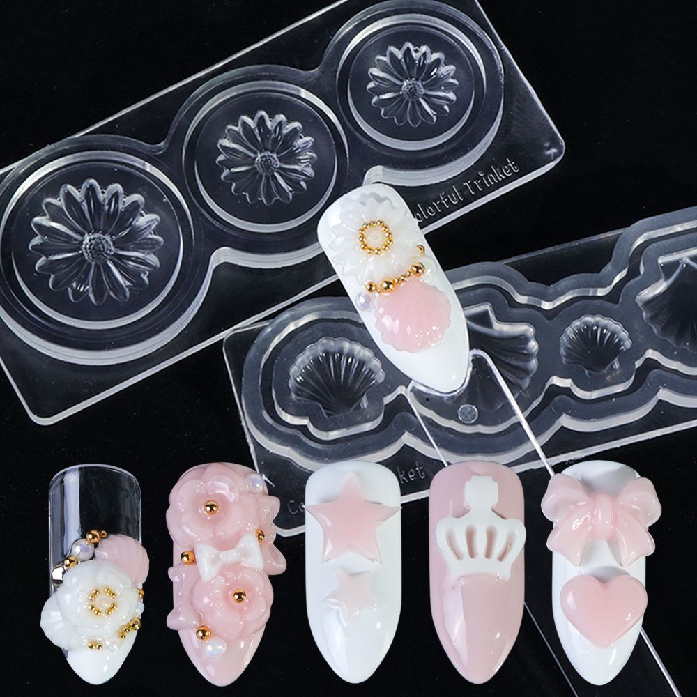 Clear Silicone Mould 3D DIY Nail Art Flower UV GEL Acrylic Powder Mold Decor