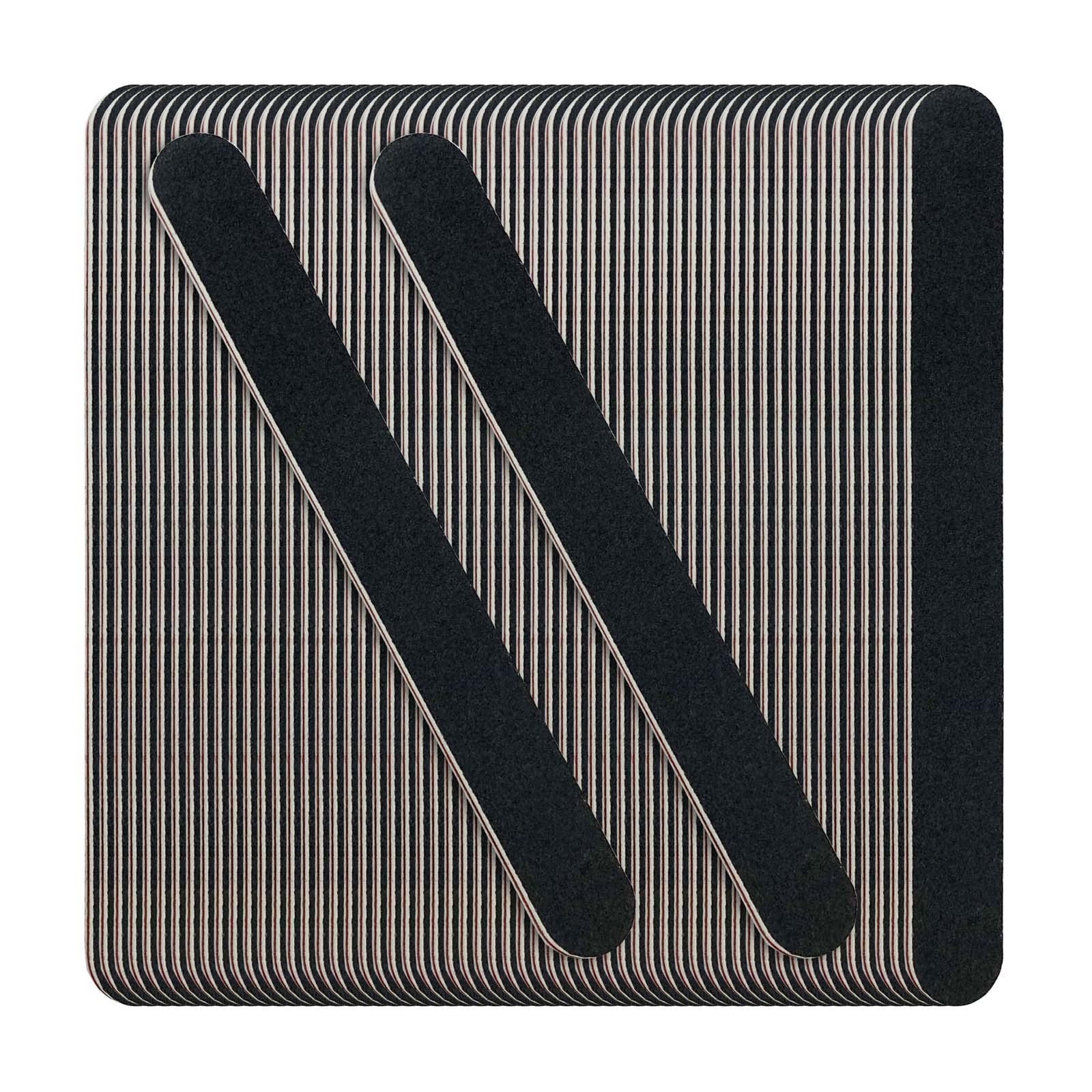 60 Pack Nail Files, Black 100/180 Grit Double Sides Emery Boards Nail File, R…