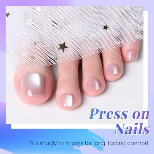 Nude Cat Eye Press on Toenails Square 32 Count (pack of 1) 32 Pcs-Cat Eye-Nude