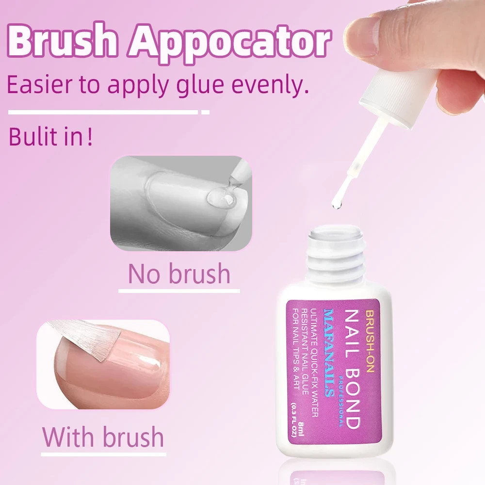 Brush On Nail Glue for Acrylic & False Nail Tips Quick Dry Strong Adhesive