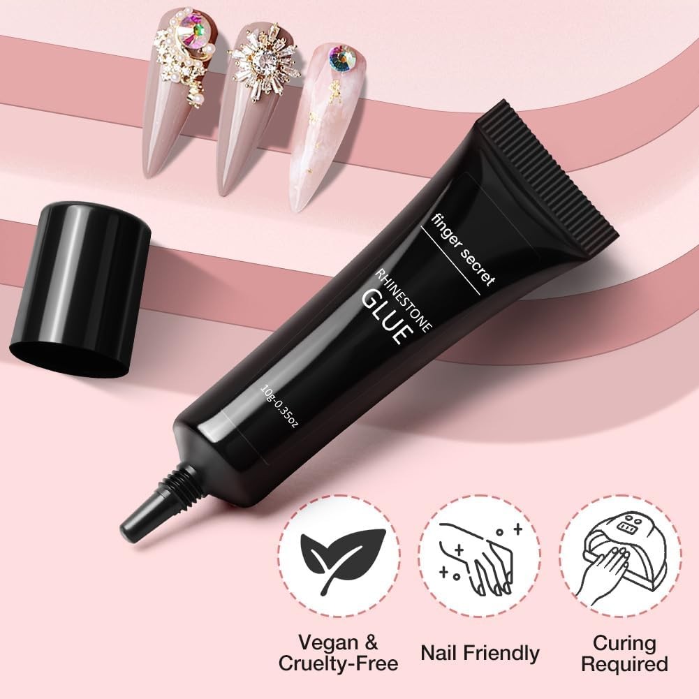 Nail Rhinestone Glue Super Adhesive Gel 10g for Gems and 3D Nail Art, Long Lasti