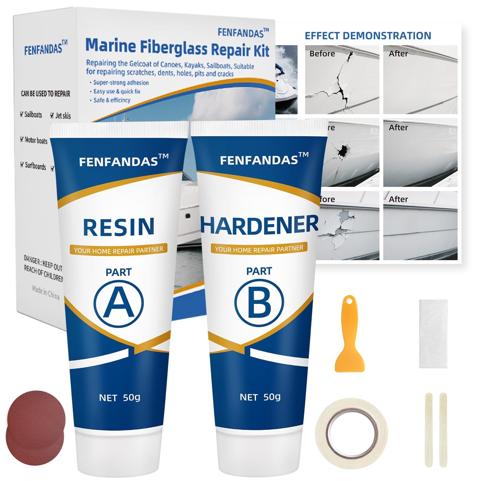 Fiberglass Boat Repair Kit White, Gel Coat Repair Kit for Boats, Marine Fiber…