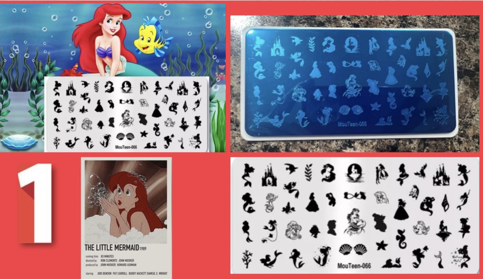 Cartoon Princess Nail Stamping Plate. Stainless Steel W/Plastic Base. $5 Each