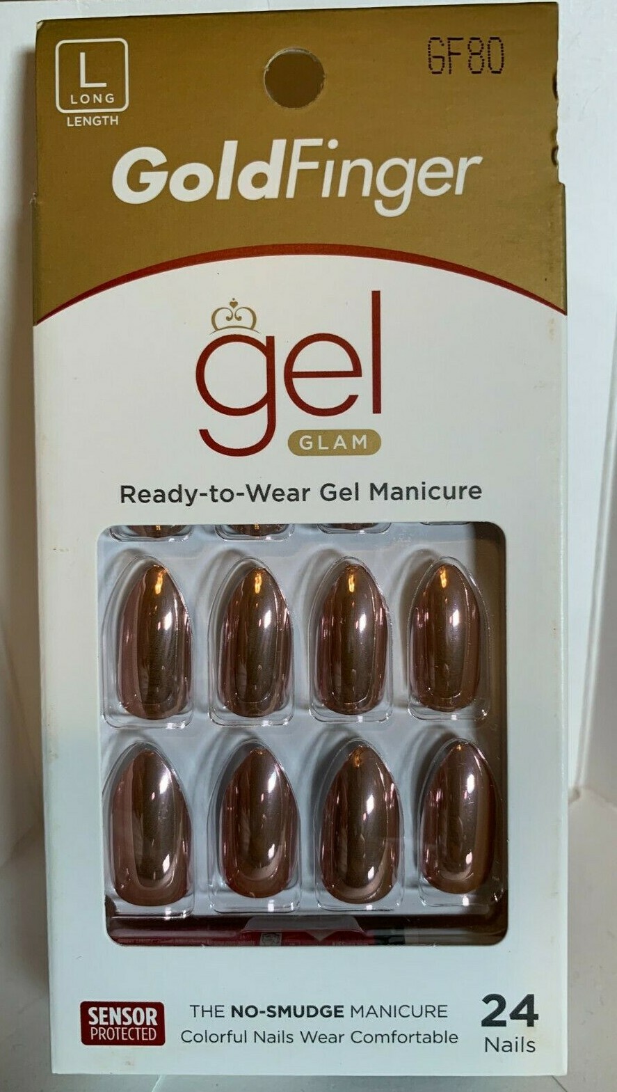 Gold Finger Nails Manicure Long Rose Gold Almond shine