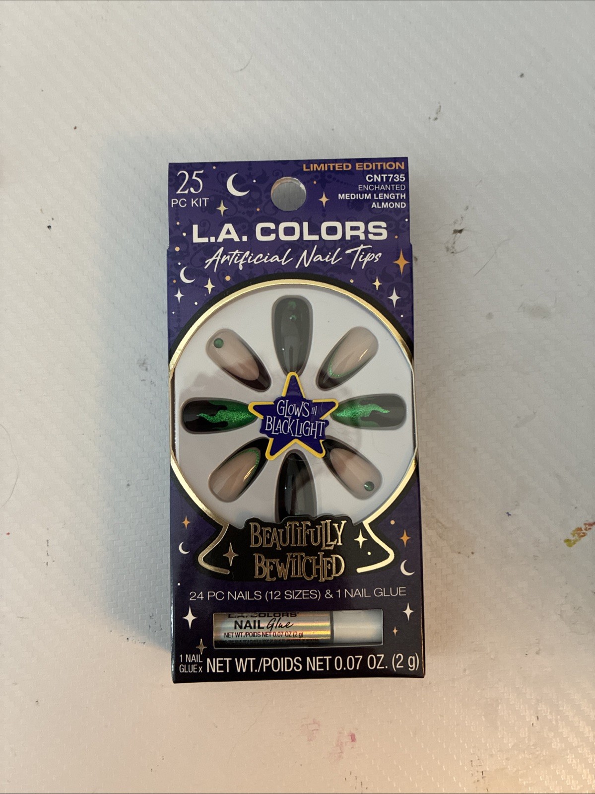 L.A. Colors beautifully Bewitched 24 PC nails (12 Sizes) & 1 Nail Glue