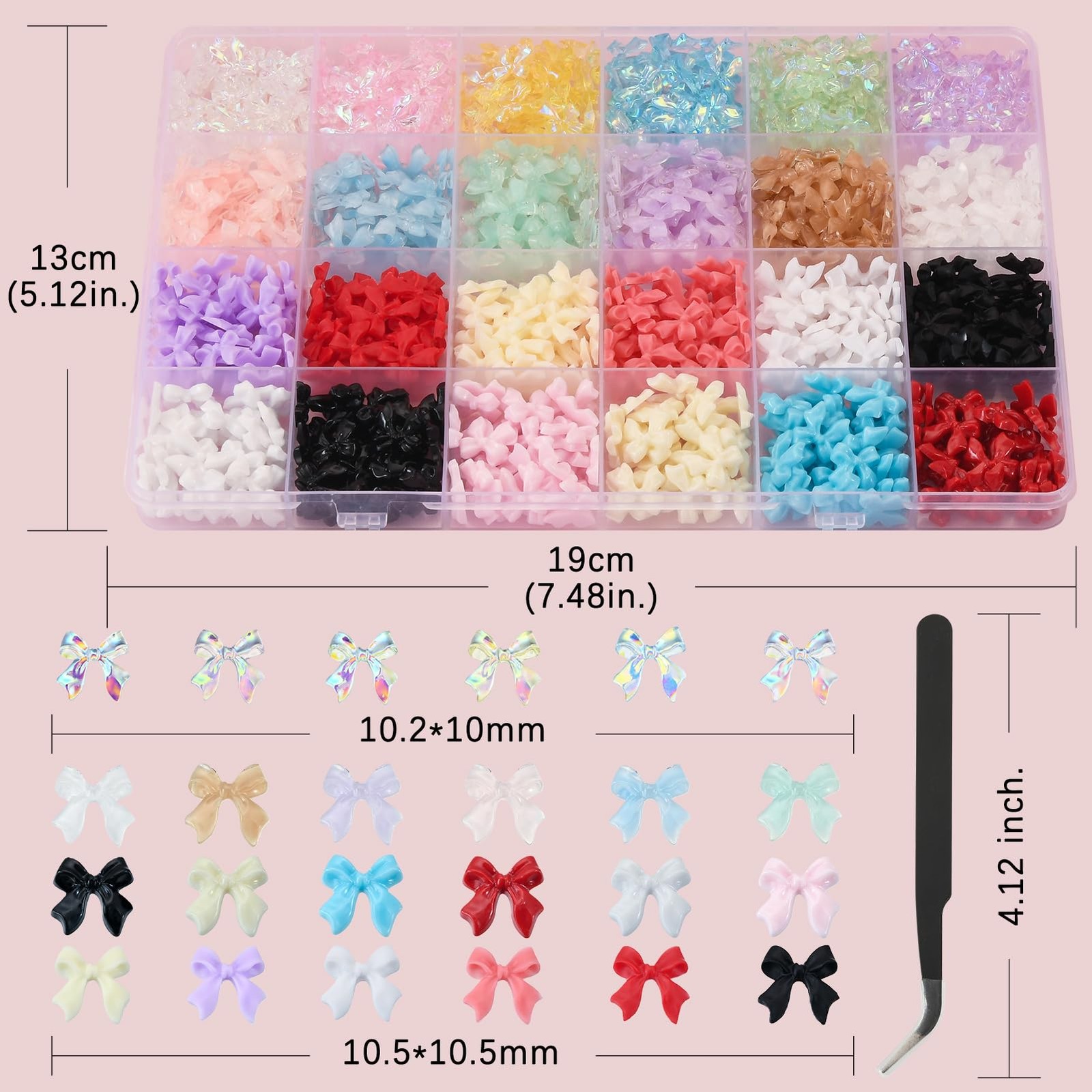 800 Pcs 3D Nail Bow Charms 11 Colors for Nail Art DIY Manicure Crafts