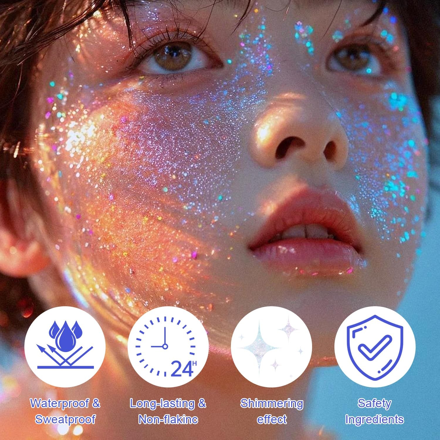 Roll-on Holographic Body Glitter Gel for Face and Hair, Chameleon Color Chang…