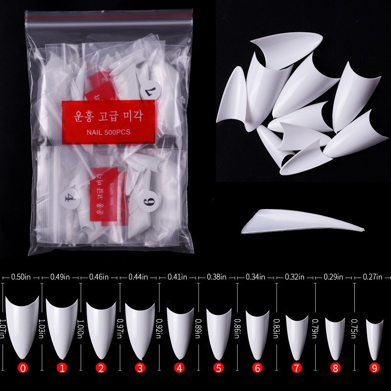 500Pcs Short Point Stiletto Artificial Nail Tips Acrylic French Natural Nails