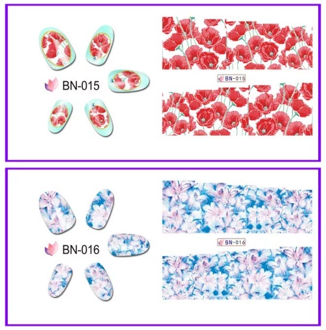 Floral Nail Art Water Decals: Spring Summer Flower Nail Wraps(Group 2)