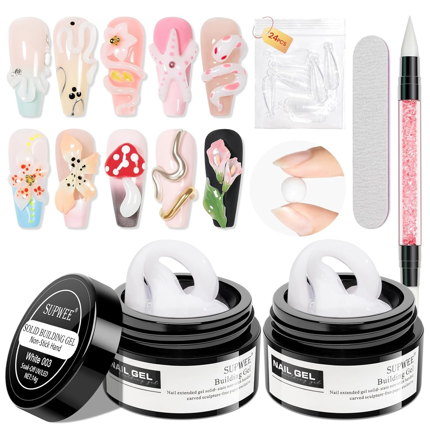 Versatile White 3D Molding Nail Gel with Easy Application for Creative Designs