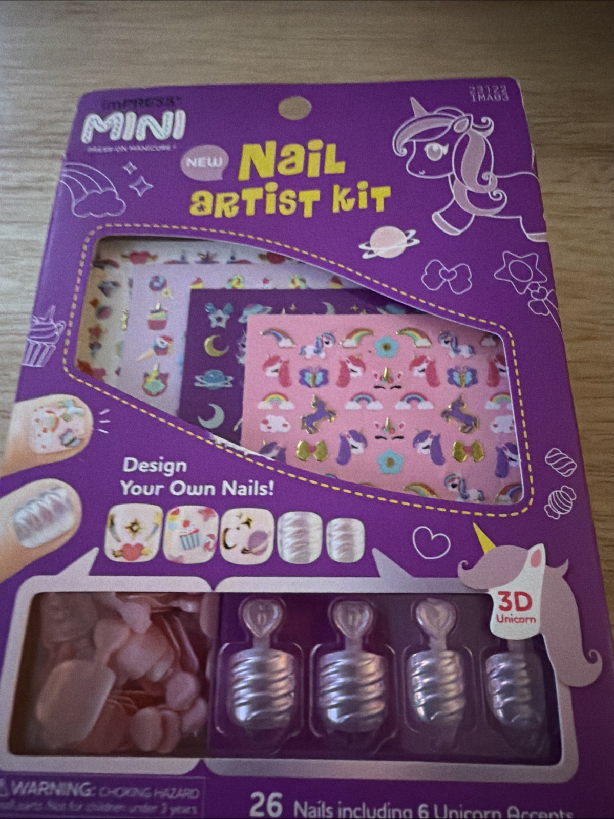 KISS-IMPRESS-MINI-PRESS-ON MANICURE-NAIL ARTIST KIT-KIDS-3D UNICORN ACCENTS-NIB!
