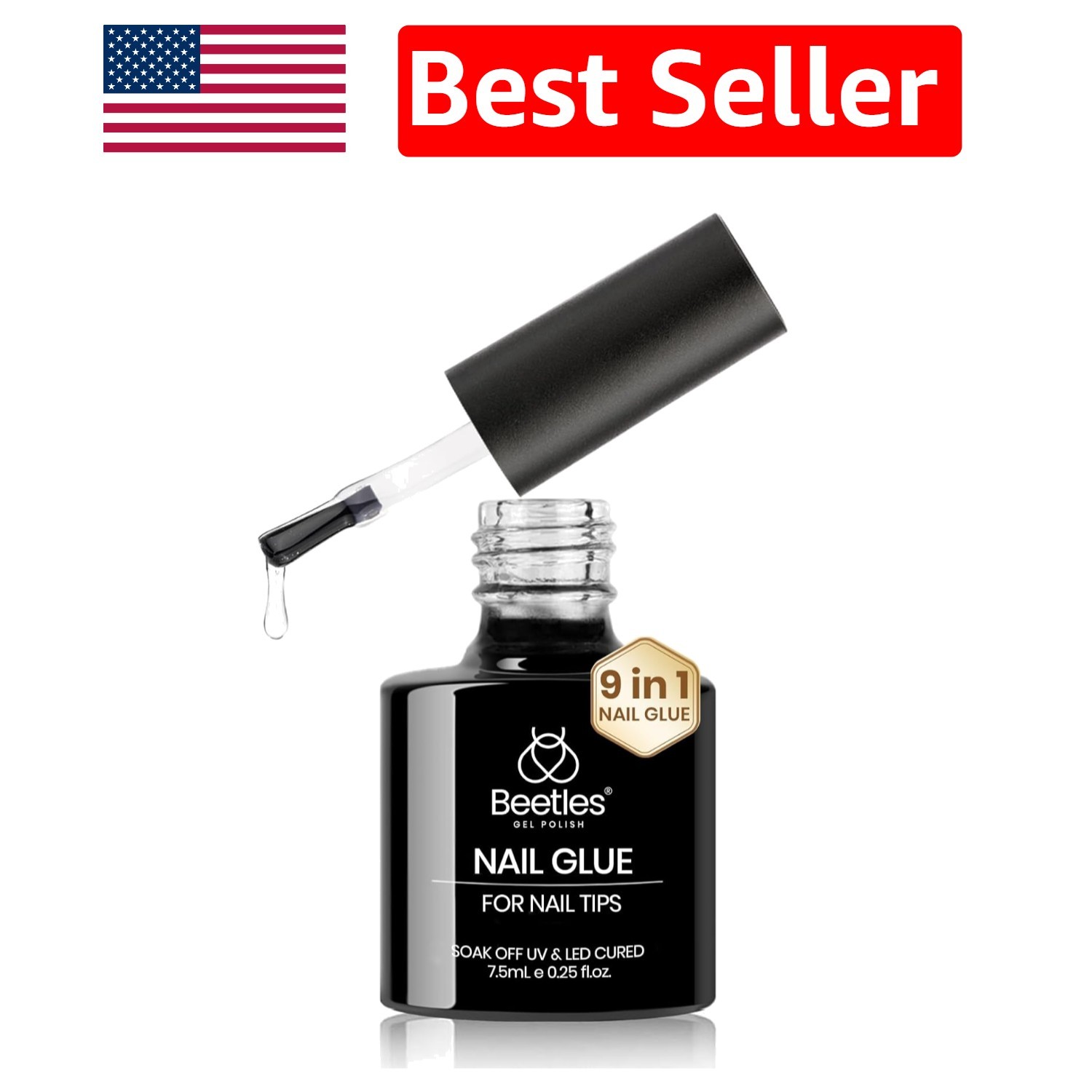Beetles 9 in 1 Nail Glue Gel – Long Lasting for Clear Acrylic Nails, 15ml