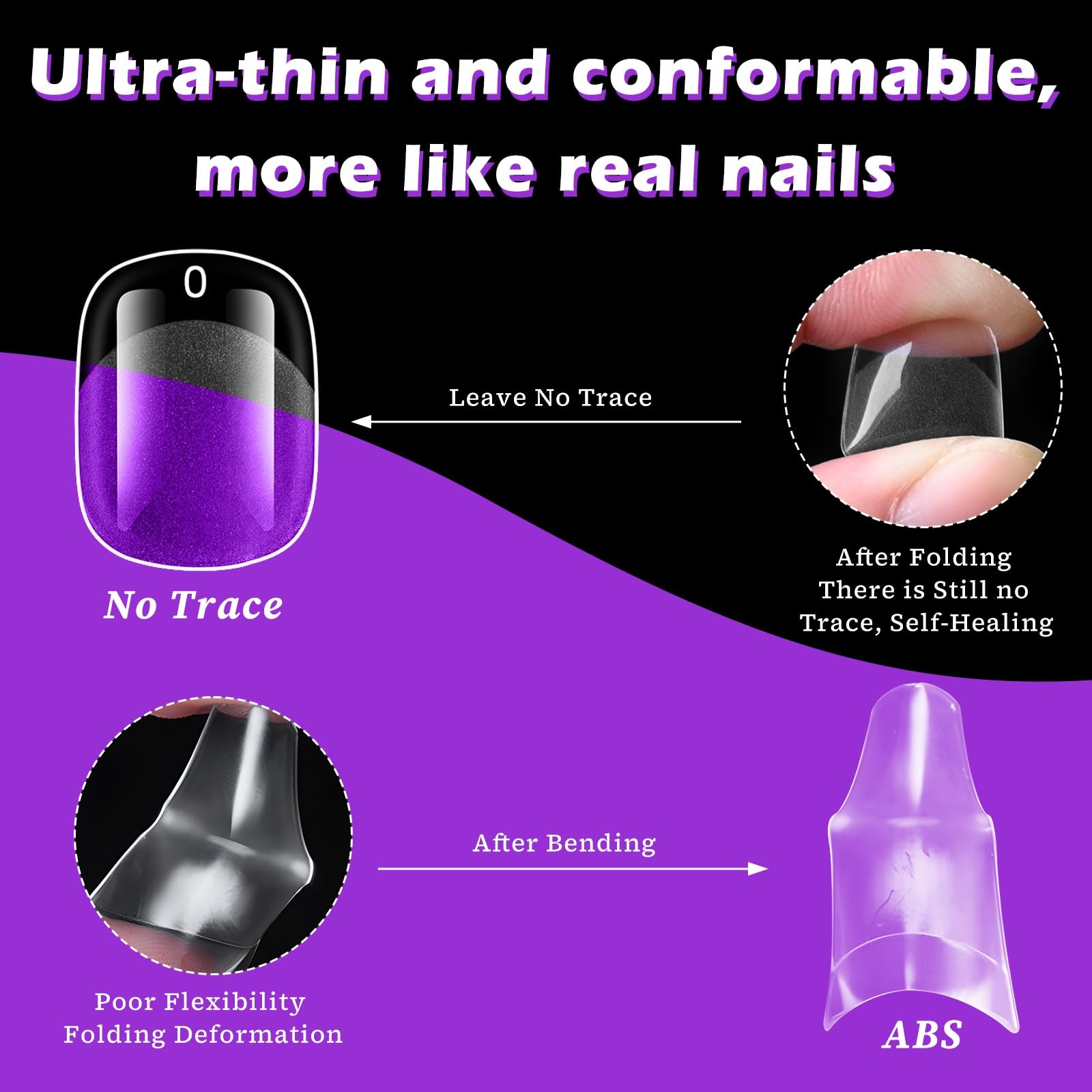 360pc Extra Short Squoval Nail Tips Clear Fake Nails XS Short Round Square Ge…