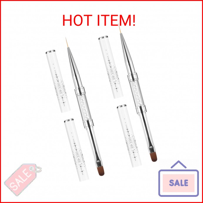 cobee 2 Pcs Double Ended French Tip Brush Hard Gel, Nail Builder Gel Brush, Brus