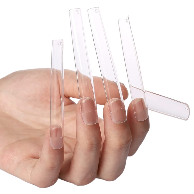 120Pcs/Box 4XL Extra Long Nail Tips Seamless Square Press On Nails