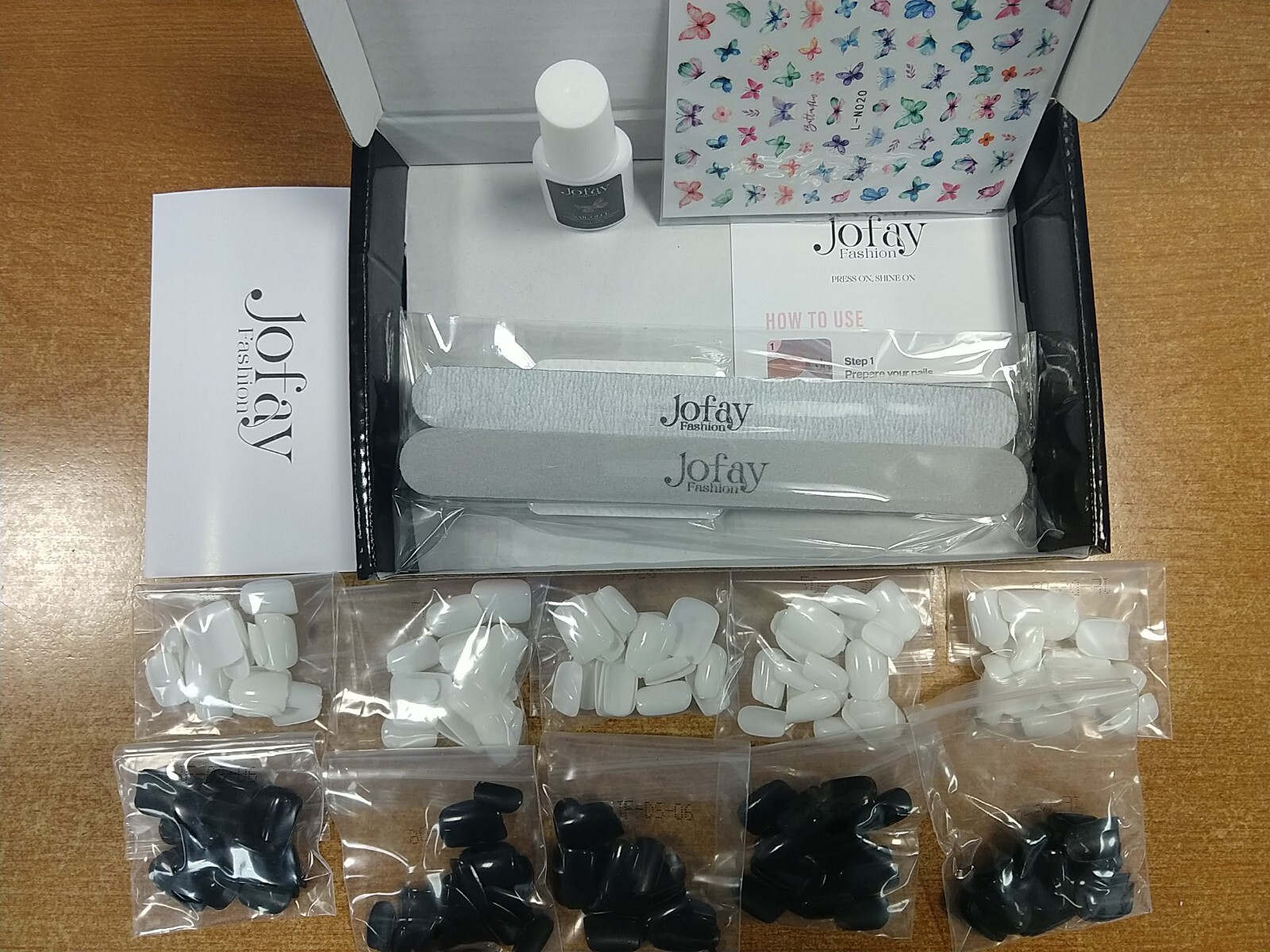2 Pack: JOFAY Fashion Press On Nails – Square-Short, Black & White, (3OCB) 5B