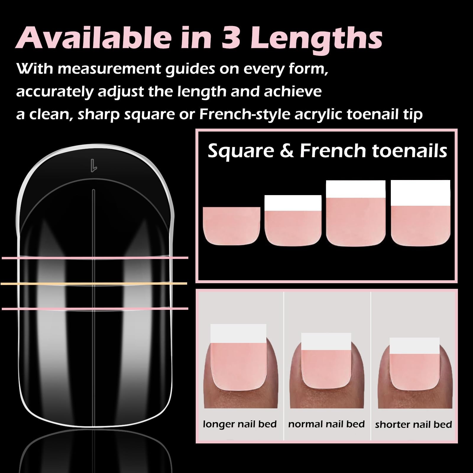 300pcs Toe Nail Dual Forms for Poly Gel Toenail Extension, Reusable Full Cove…