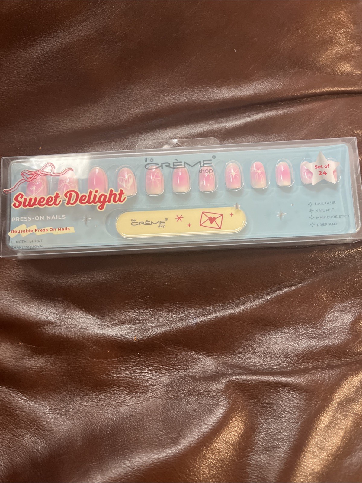 The Crème Shop Sweet Delight Press On Nails, Set Of 24, Short, Squoval