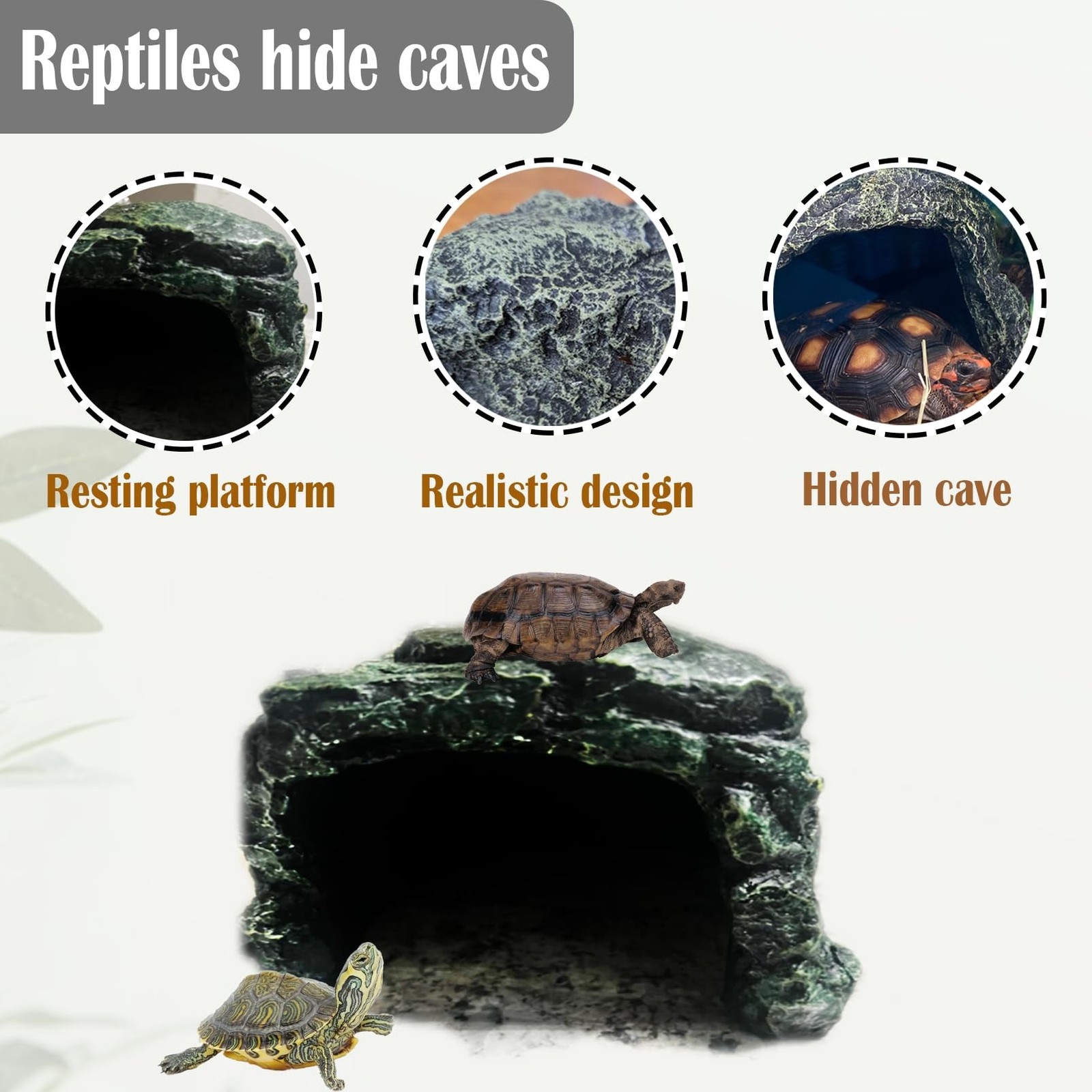 kathson Reptile Rock Hideout Cave,Tortoise Hide Caves,Resin Hides Shelter,Rep…