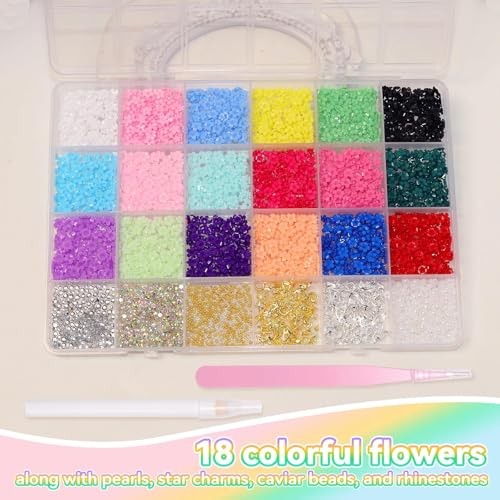 Mini Flowers Nail Charms Kit, Assorted 3D Nail Charms and Gems, Mixed S3-color
