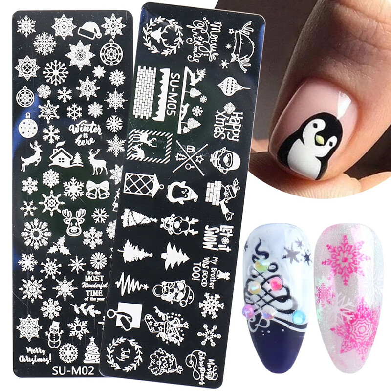 Reusable Nail Art Stamping Plates Flower Nail Stencils Template Gels Polish DIY⊥