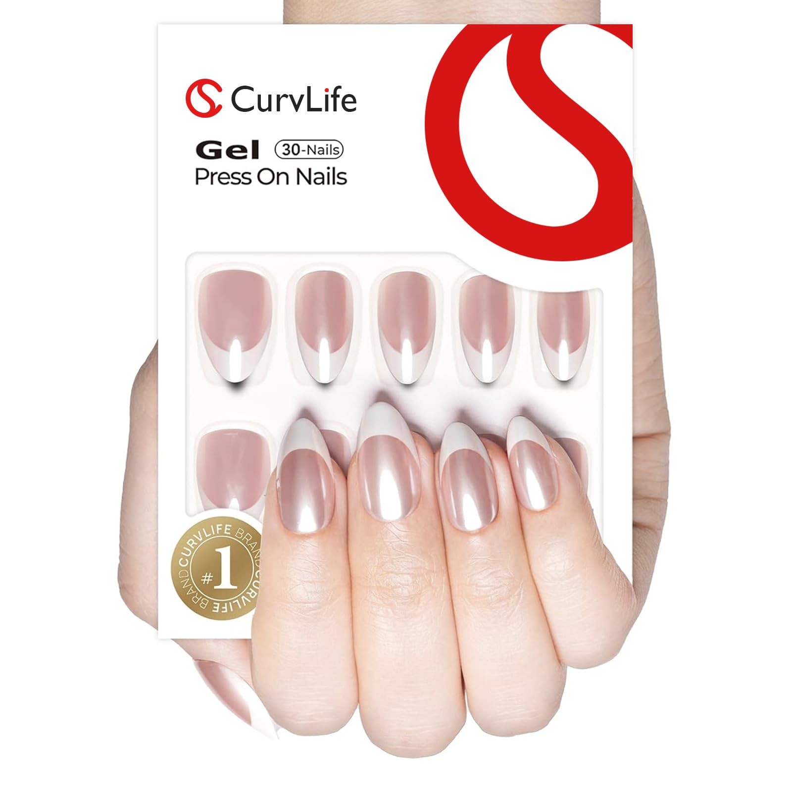 CurvLife Soft Press on Nails, 30Pcs 15 Sizes French Nail Tips, Full Cover Des…