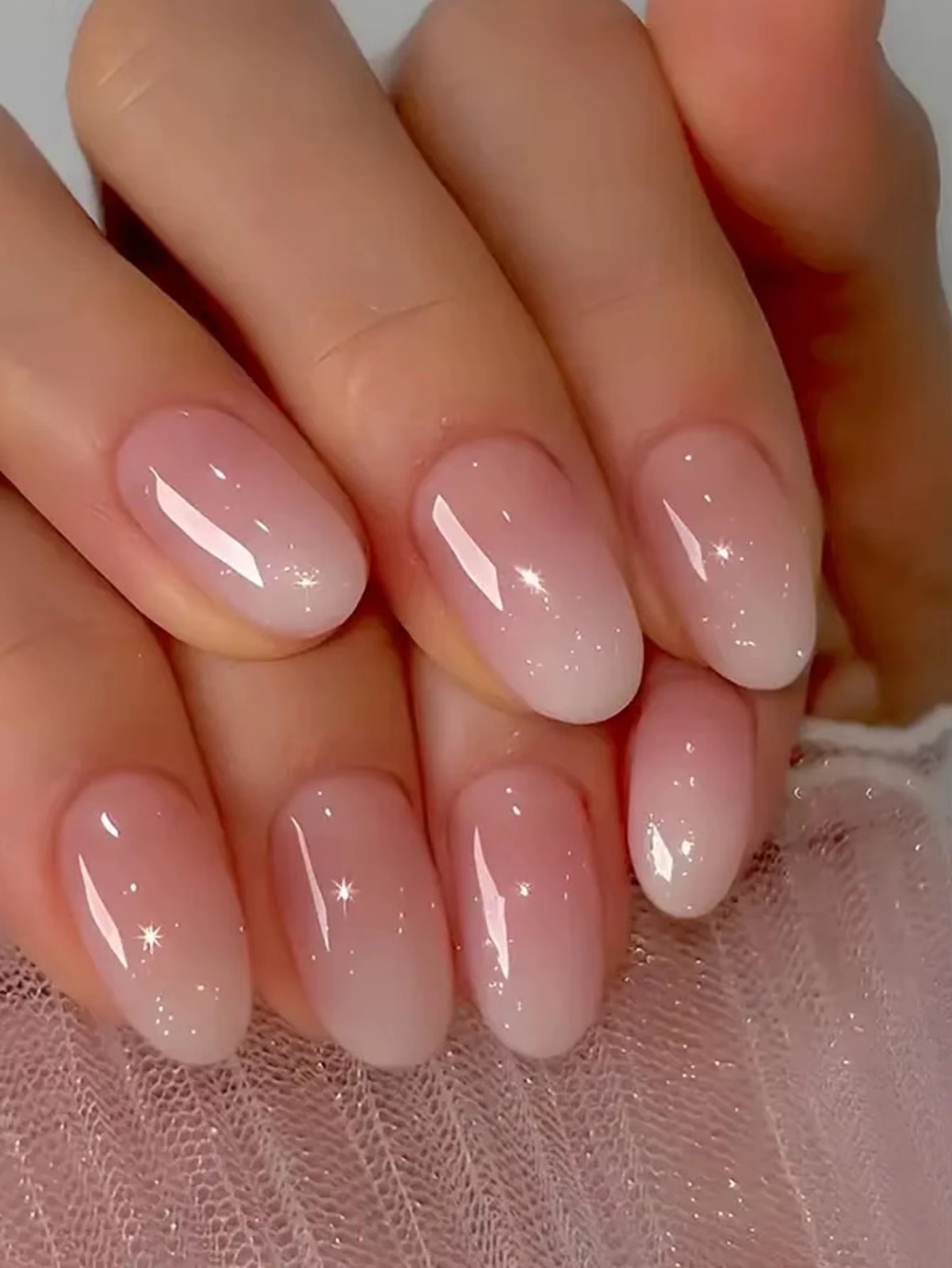 24pcs Glossy Pink Press-On Nails – Medium Square Full Cover Fake Nails