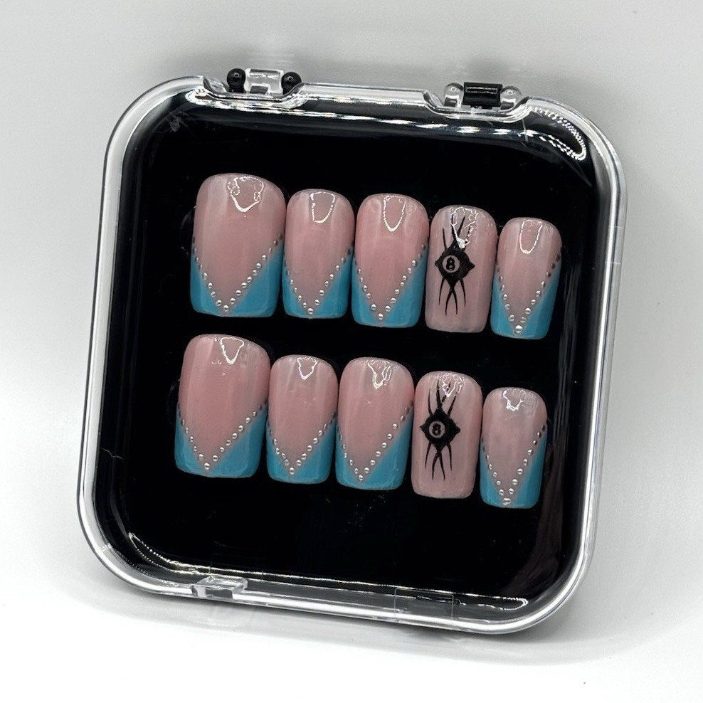 Turquoise Outlaw | Handmade Western Press-On Nails | Short Square | Custom sizes