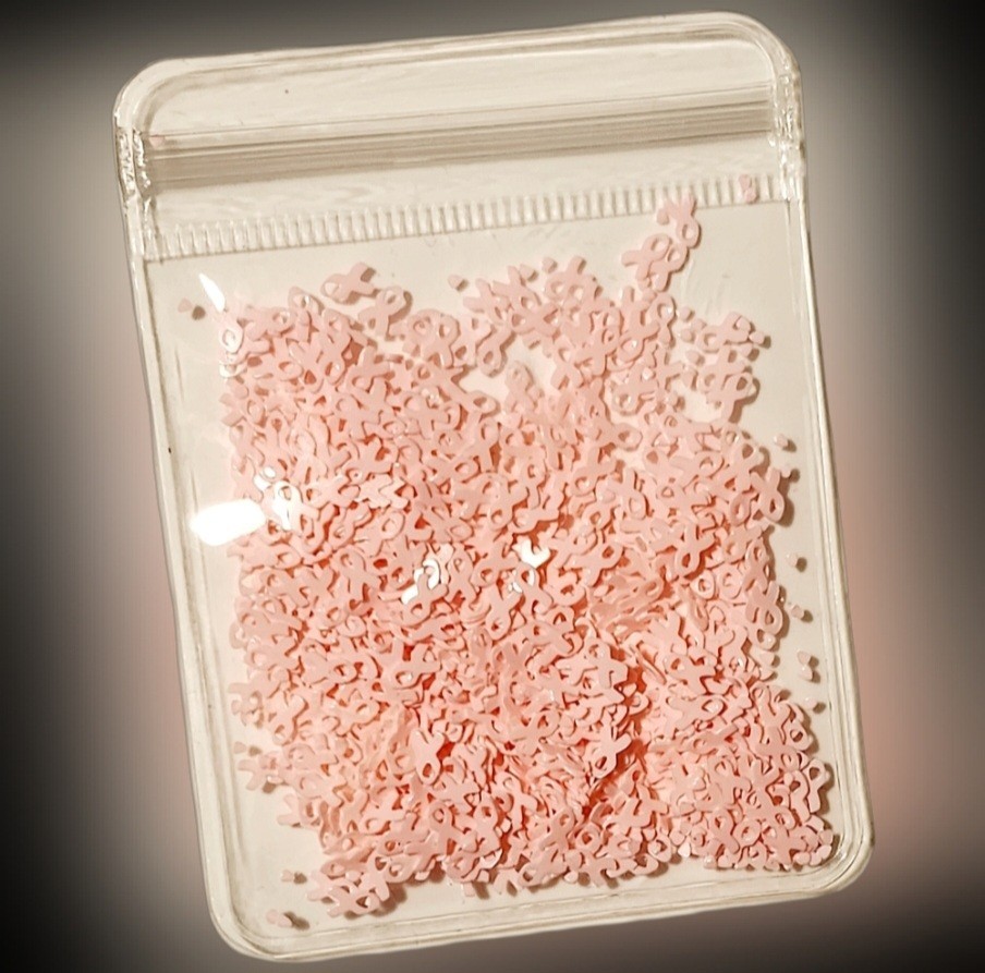 NWT NAIL ART DESIGN TINY BREAST CANCER AWARENESS PINK RIBBON SEQUINS!