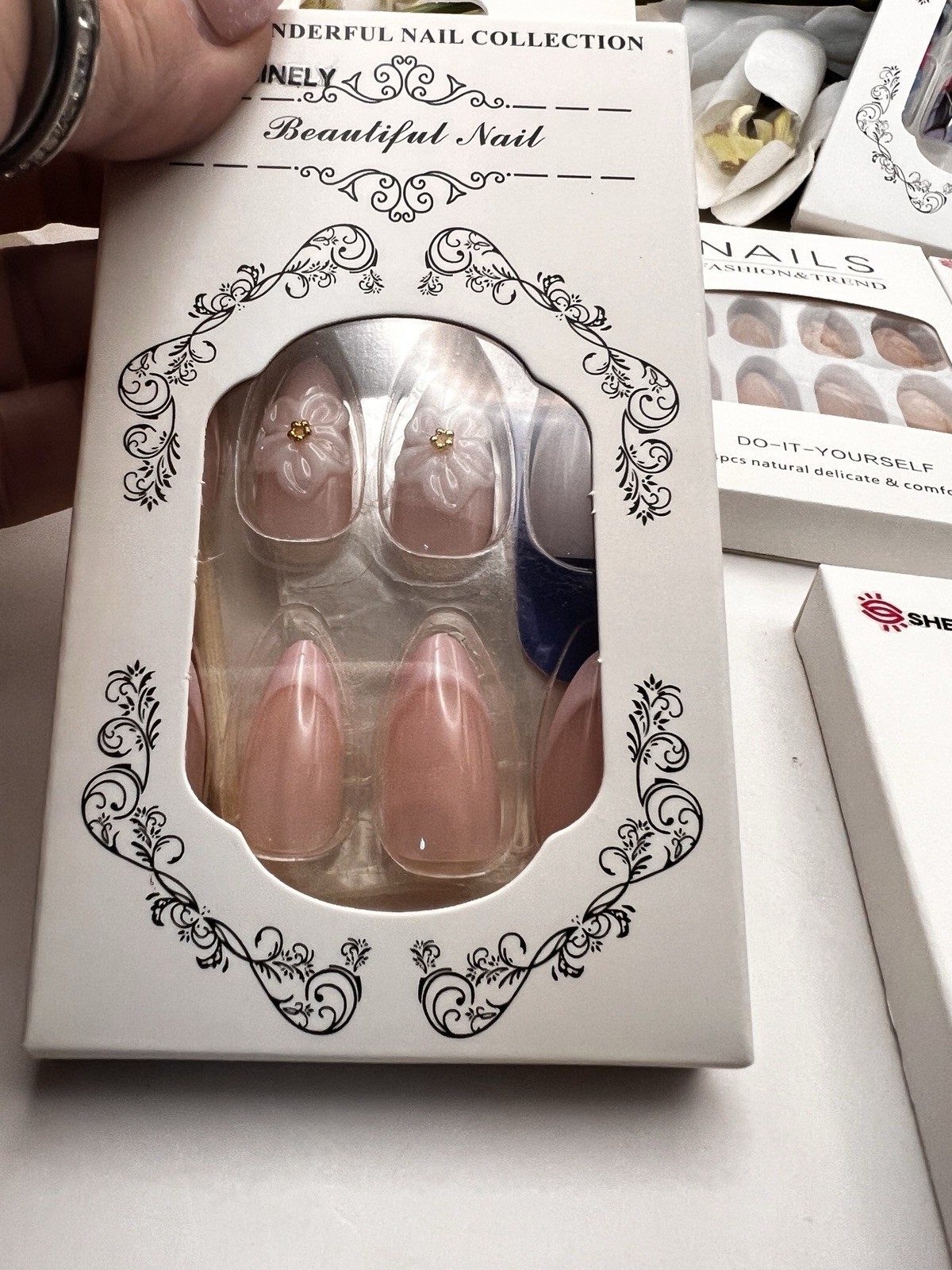 Lot Of 9 Boxes Of Press On Nails By Sheshinely New Sealed Almond Pinks Nudes