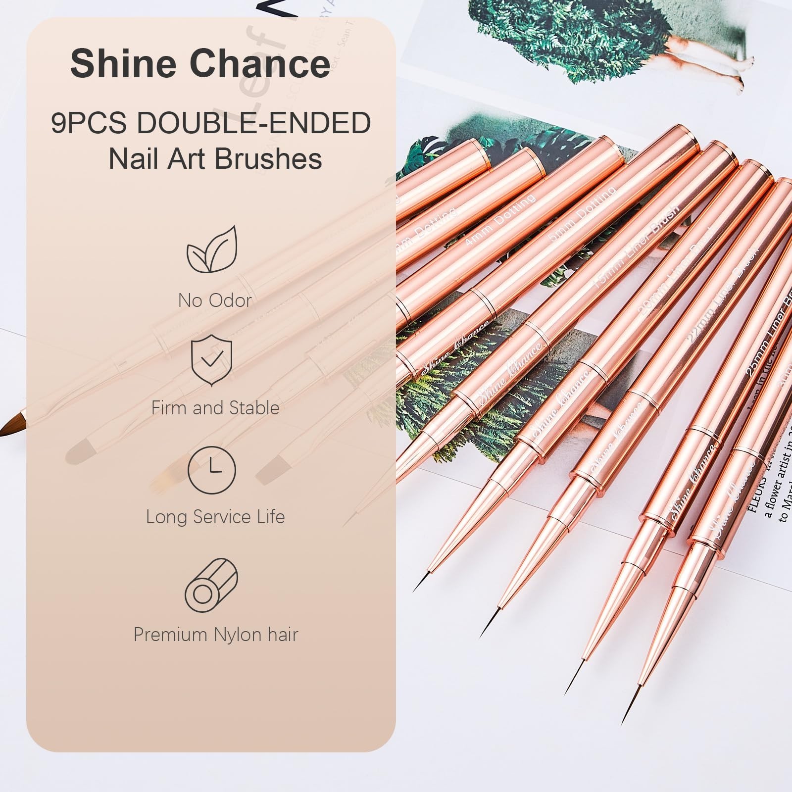 9Pcs Double-Ended Nail Art Brushes Set for Gel Polish & 3D Design, DIY Manicure