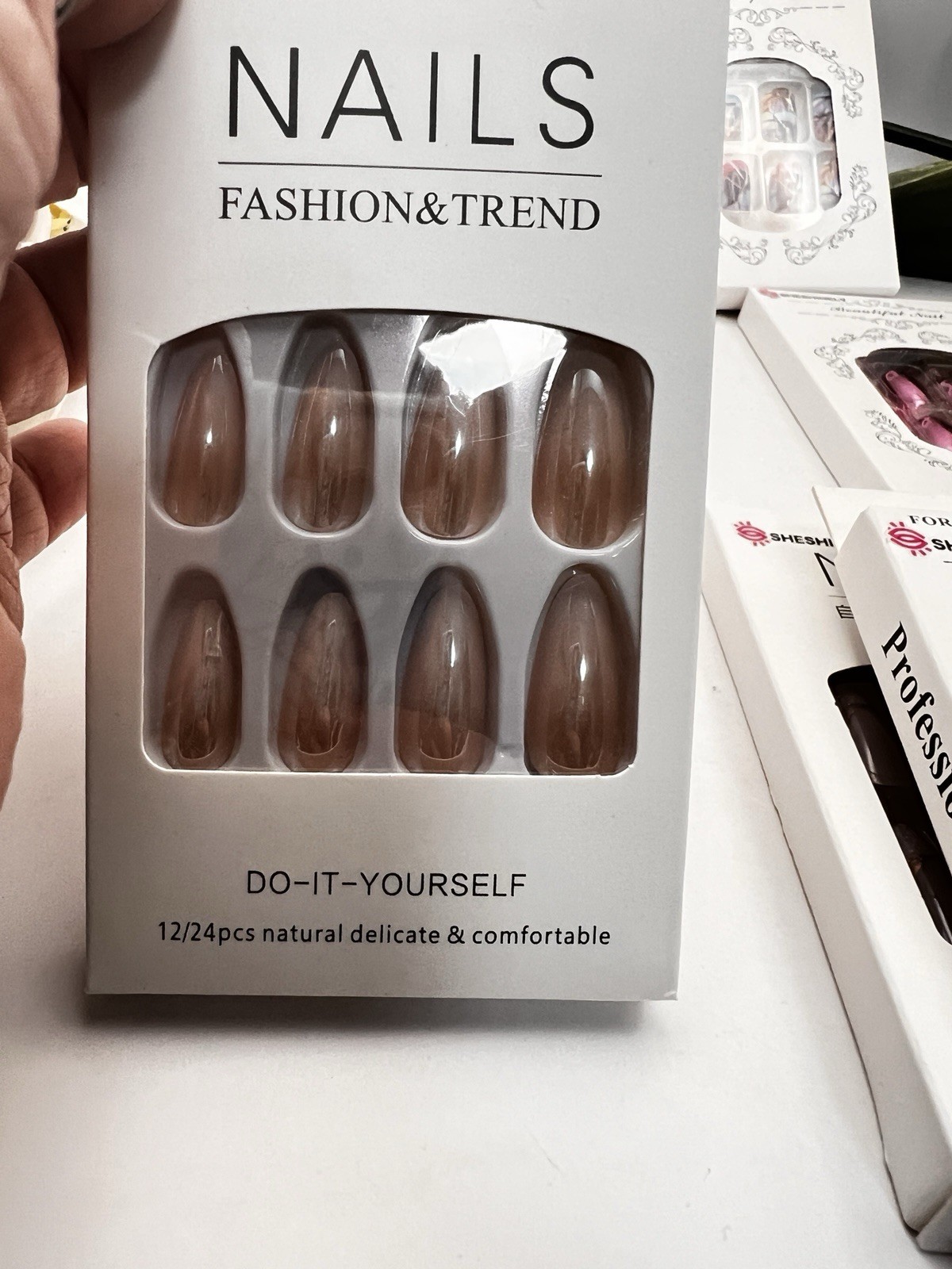 Lot Of 9 Boxes Of Press On Nails By Sheshinely New Sealed Almond Pinks Nudes