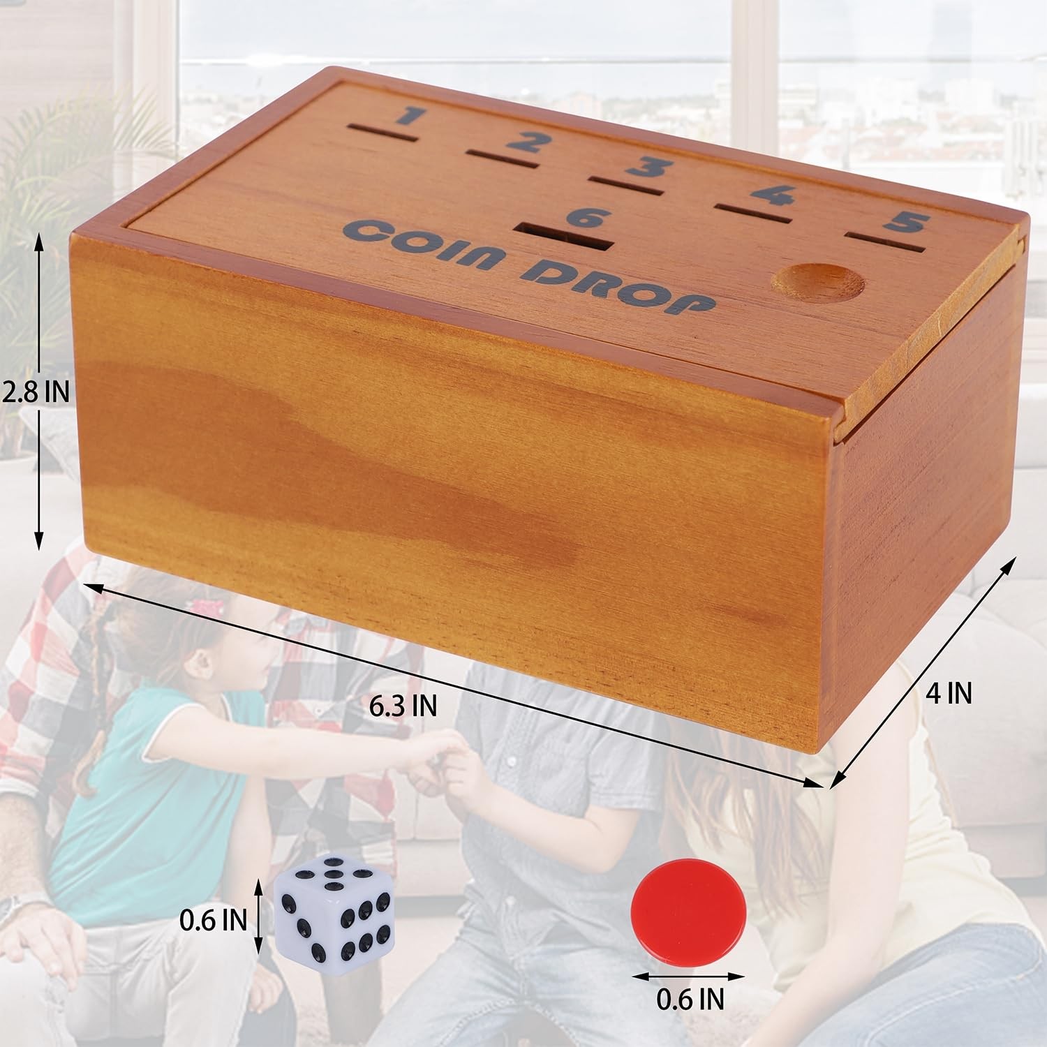 Juegoal Coin Drop Set, Pennies Dice Games for Kids 6.3 x 4 x 2.8 Inches, Red