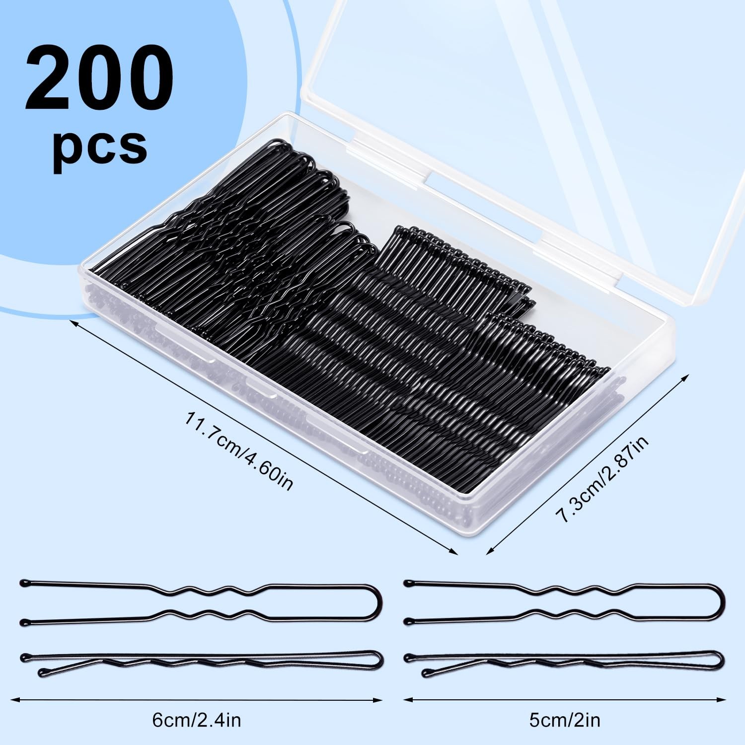 TsMADDTs Bobby Hair Pins Kit, 200 pcs U Shaped Black for B-Black