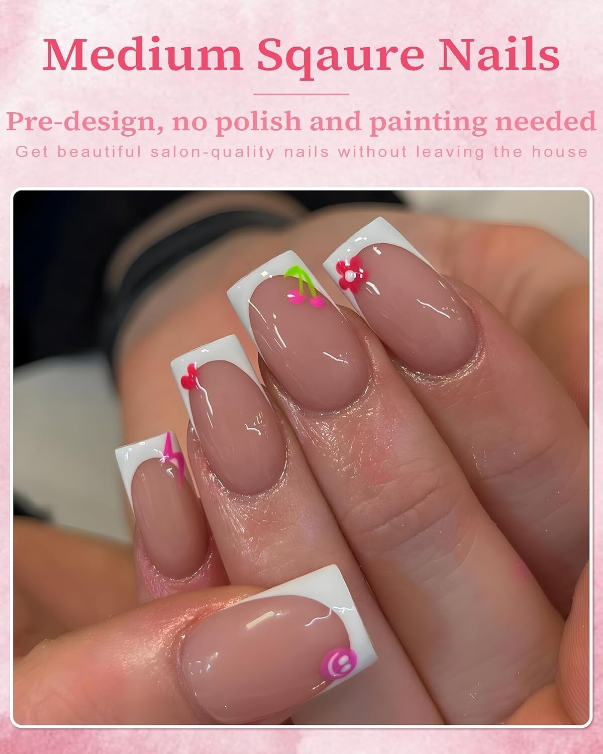 “French Tip Press on Nails Short Square Nail Tips,120pcs White Deep French Nai..