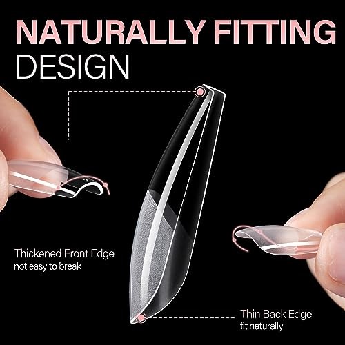 Nail Tips Half Matte Full Cover Nails Tip Clear Acrylic Pre-Shaped Long Coffin
