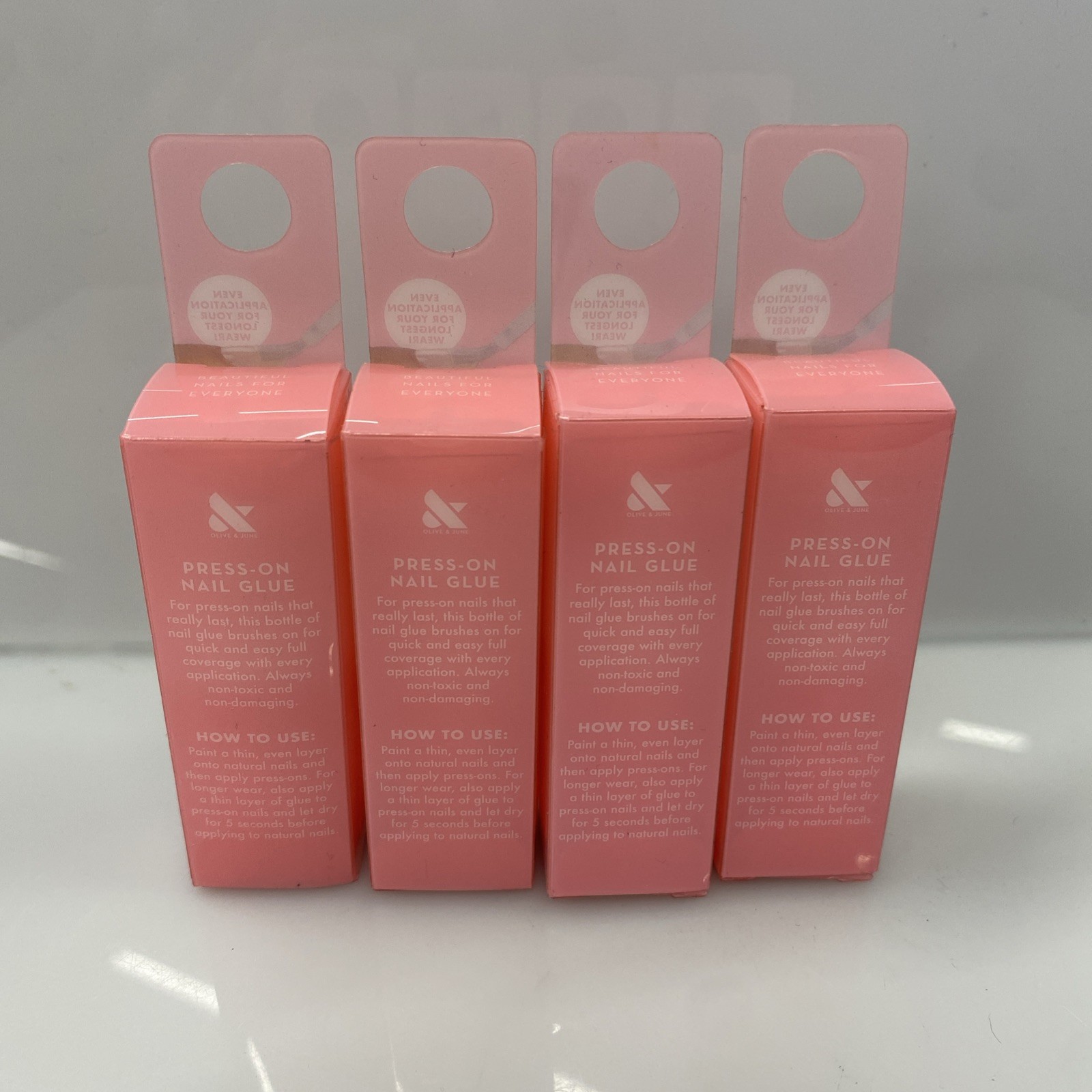 4X Olive & June Brush on Nail Glue 0.24oz. Non-Toxic/Damaging