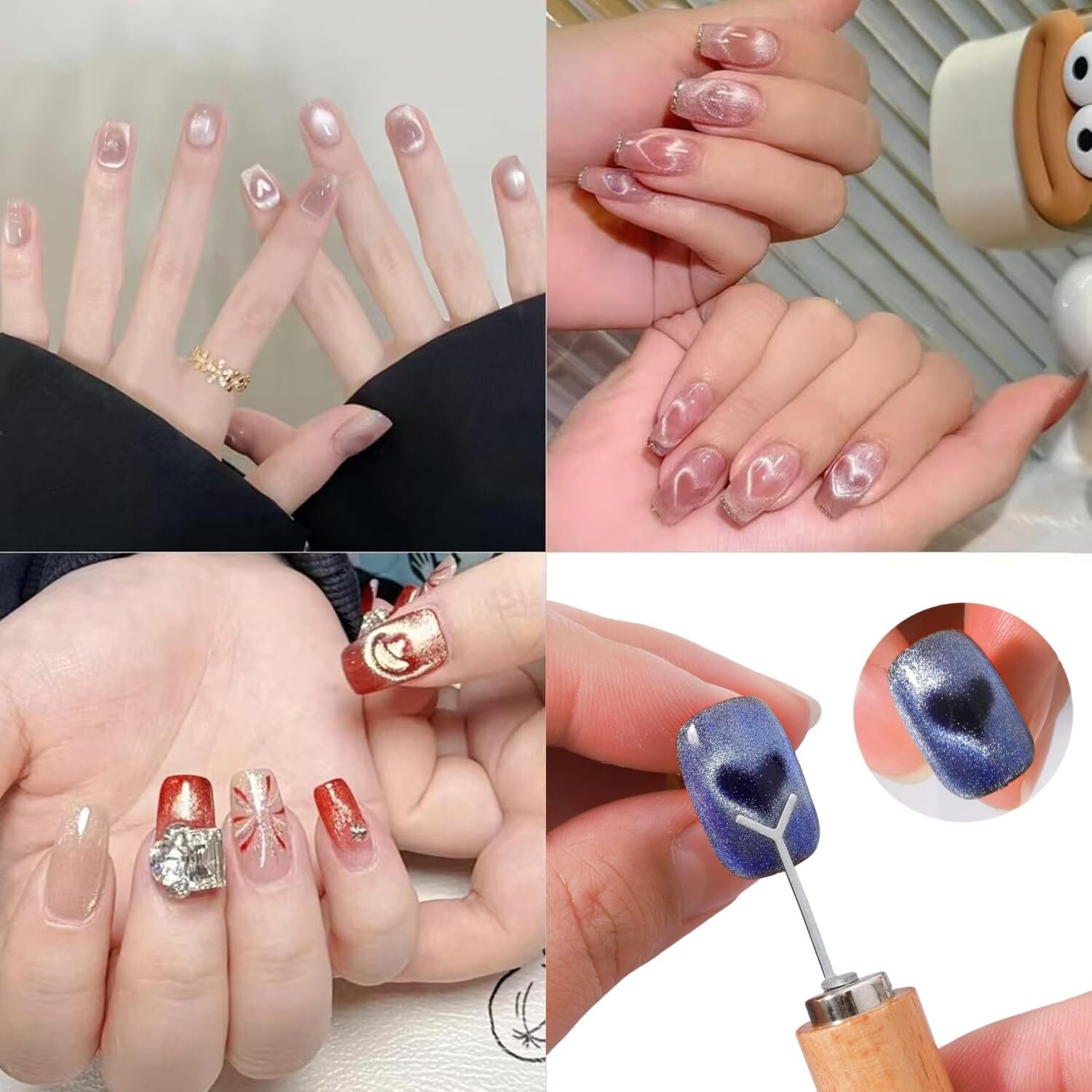 Heart Magnet for Cat Eye Gel Polish,Rabbit Nail Art Tool Set with Y-Shaped Guide